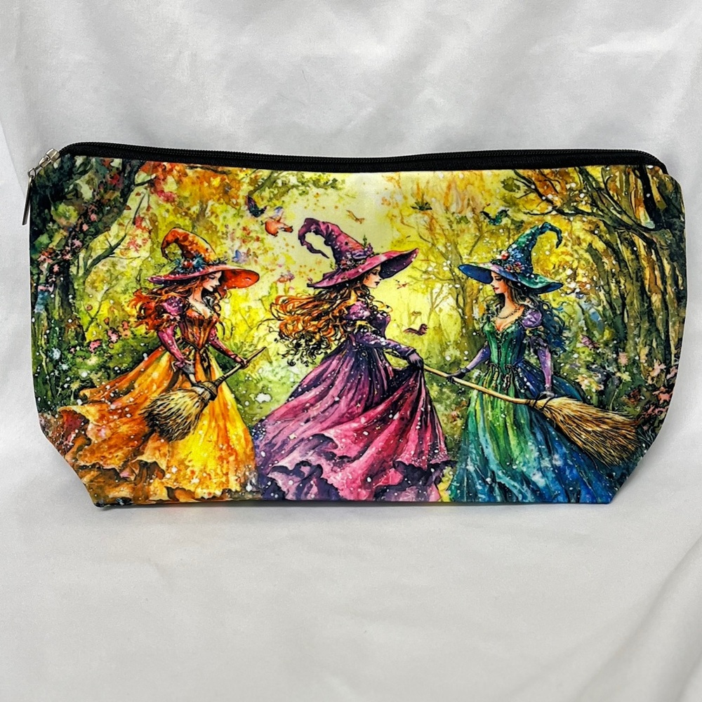 Witch cosmetic bag, vibrant color, NIP, zip closure, open int, great gift, soft